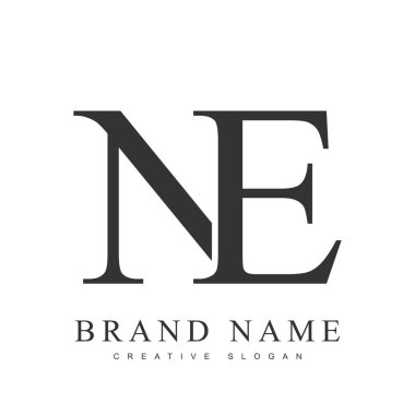 NE trendy logotype template. Initial letter n and e classic font style. Creative logo for company name or identity. clipart