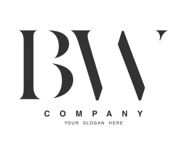 BW logo tasarımı. İlk harf b ve w serif yazı tipi. Yaratıcı klasik şirket adı tipografi. Moda logosu veya kimliği.