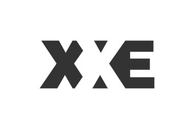 XXE logo tasarımı. İlk harf X X E kalın yazı tipi teknoloji girişimleri, danışmanlık, kurumsal markalaşma. Yaratıcı şirket adı, manşetler tipografi kimliği, trend logotype.