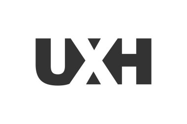 UXH logo tasarımı. İlk harf U X H kalın yazı tipi teknoloji girişimleri, danışmanlık, kurumsal markalaşma. Yaratıcı şirket adı, manşetler tipografi kimliği, trend logotype.