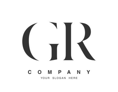 GR logo tasarımı. Baş harf g ve r serif yazı tipi. Yaratıcı klasik şirket adı tipografi. Moda logosu veya kimliği.