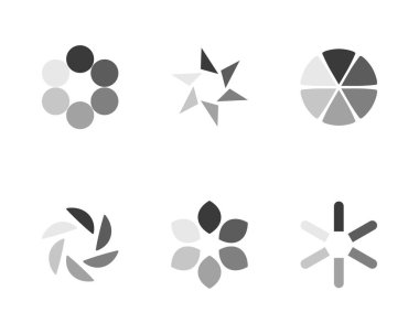 Koleksiyon Yükleme Çubuğu durum simgesi. Vektör çizimi. Vektör yüklü simgeler kümesi. İndirme işlemi sürüyor. Donload ya da Gönderme.