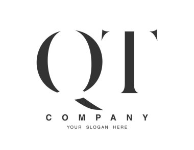 QT logo tasarımı. İlk harf q ve t serif yazı tipi. Yaratıcı klasik şirket adı tipografi. Moda logosu veya kimliği.