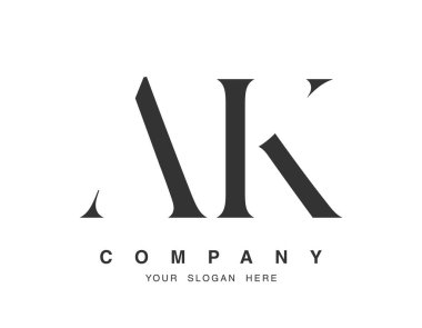 AK logo tasarımı. İlk harf a ve k serif yazı tipi. Yaratıcı klasik şirket adı tipografi. Moda logosu veya kimliği.