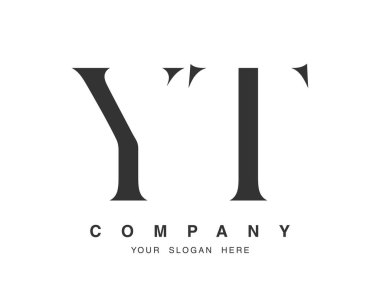 YT logo tasarımı. Baş harf y ve t serif yazı tipi. Yaratıcı klasik şirket adı tipografi. Moda logosu veya kimliği.
