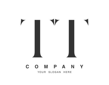 TT logo tasarımı. İlk harf t ve t serif yazı tipi biçimi. Yaratıcı klasik şirket adı tipografi. Moda logosu veya kimliği.