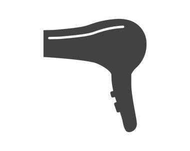 Saç kurutma makinesi, saç kurutma makinesi ve saç kurutma makinesi için saç kurutma makinesi. Berber stili aletler. Siluet saç kurutma makinesi siyah renk.