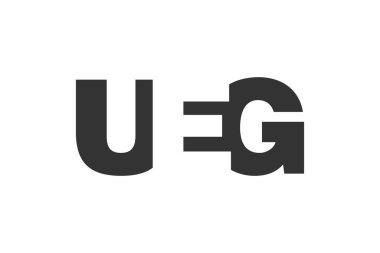 UEG logo tasarımı. İlk harf U E G kalın yazı tipi teknoloji girişimleri, danışmanlık, kurumsal markalaşma. Yaratıcı şirket adı, manşetler tipografi kimliği, trend logotype.