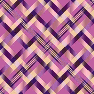 Dikensiz tartan kontrolü, 70 'lerin kumaş dokusu. Düz arkaplan vektör desenli ekose turuncu ve pembe renk paleti.