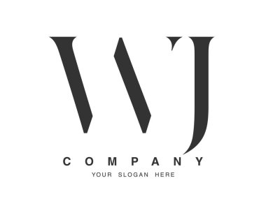 WJ logo tasarımı. İlk harf w ve j serif yazı tipi. Yaratıcı klasik şirket adı tipografi. Moda logosu veya kimliği.