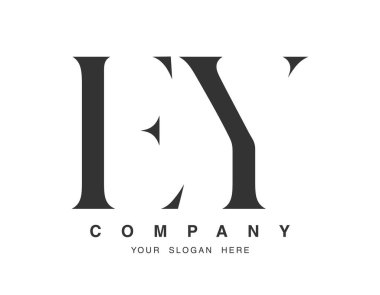 EY logo tasarımı. Baş harf e ve y serif yazı tipi. Yaratıcı klasik şirket adı tipografi. Moda logosu veya kimliği.