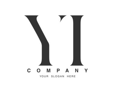 Yl logo tasarımı. Baş harf y ve i serif yazı tipi. Yaratıcı klasik şirket adı tipografi. Moda logosu veya kimliği.