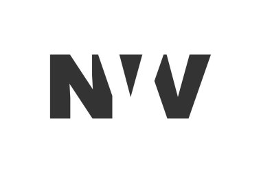 NVV logo tasarımı. İlk harf N V kalın yazı tipi teknoloji girişimleri, danışmanlık, kurumsal markalaşma. Yaratıcı şirket adı, manşetler tipografi kimliği, trend logotype.