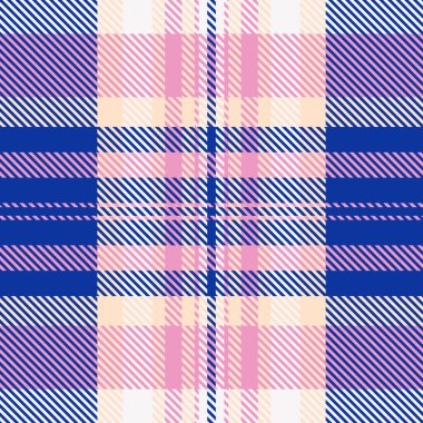 Vibrant pink, blue, and cream plaid pattern.  Perfect for textile design, fashion, or website backgrounds. clipart