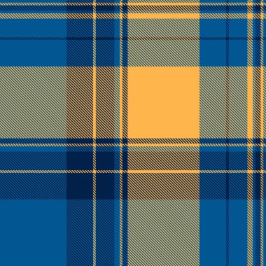 Canlı mavi, altın rengi ve gri ekose desenli. Tekstil tasarımı, moda ve web sitesi geçmişi için mükemmel. Bu pürüzsüz doku sıcaklık ve tarzı çağrıştırıyor, sonbahar veya sonbahar projeleri için ideal..