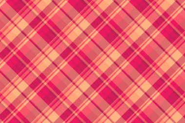Bahar tekstil araştırması, örtülü tartan vektörü. Kırmızı ve açık somon renklerinde yırtık desensiz kumaş..