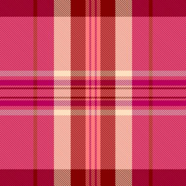 Tartan tekstil, bufalo desenli ekose arka plan. Kare vektör kırmızı ve pembe renklerde kusursuz kumaşı kontrol et.