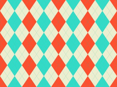 Deniz mavisi, mercan ve krem rengi canlı baklava deseni. Arkaplan, tekstil ya da geri temalı tasarımlar için mükemmel.