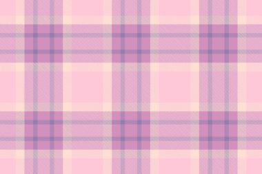 Bant dokusu ekose desenli, romantik vektör dikişsiz tartan. Açık ve pembe renklerde düzensiz kumaş arkaplan kontrolü.