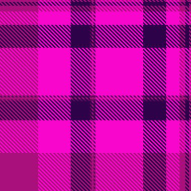 Örnek tartan kumaş vektörü, geometri doku kontrolü deseni. Parlak ve pembe renklerde ekosesiz tekstil arkaplanı giyin.