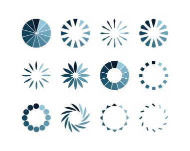 Koleksiyon Yükleme Çubuğu durum simgesi. Vektör çizimi. Vektör yüklü simgeler kümesi. İndirme işlemi sürüyor. Donload ya da Gönderme.