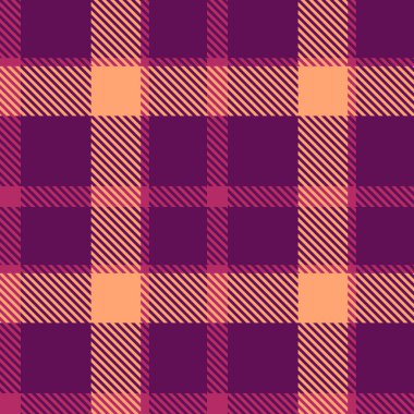 Mor ve şeftali desenli. Tekstil tasarımı, arka plan, giysi ve sahte temalı projeler için mükemmel. Bu canlı, geometrik doku sıcaklığı ve rahatlığı çağrıştırıyor..