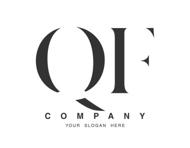 QF logo tasarımı. İlk harf q ve f serif yazı tipi. Yaratıcı klasik şirket adı tipografi. Moda logosu veya kimliği.