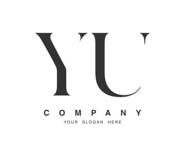Senin logo tasarımın. Başlangıç harfi y ve u serif yazı tipi. Yaratıcı klasik şirket adı tipografi. Moda logosu veya kimliği.