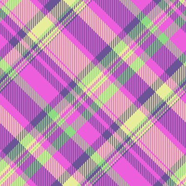 Canlı çapraz ekose desenli pastel pembe, mor, limon yeşili ve soluk sarı. Tekstil tasarımı, moda, web sitesi geçmişi ve kırtasiye için mükemmel..