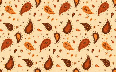 Modern iç mekanlarda Boteh güzellik. Yatay damlacık Pers zengini. Mevsimsel retro için geleneksel çizim.