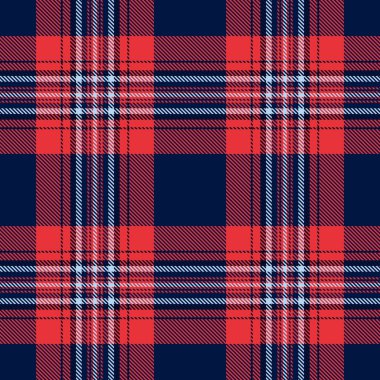 Canlı kırmızı ve lacivert ekose desenli. Tekstil tasarımı, moda, arka plan ve web sitesi tasarımı için mükemmel. Bu klasik, zamansız şablon sıcaklık ve geleneği çağrıştırıyor..