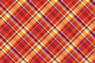 Yorgan kumaş örtüsü, karnaval desenli ekose kumaş. Fibröz vektör, kırmızı ve pembe renklerde tartan tartanı kontrol et.