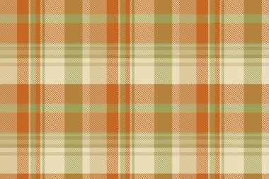 Kadın arkaplan desenli kumaş, tekstil kumaş desenli. Turuncu ve açık renklerle renksiz ekose denetim vektörü boyanıyor.