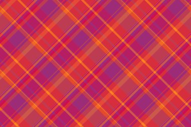 Moda ekose vektör kontrolü, doğrusal tekstil arka plan dokusu. Kırmızı ve pembe renklerde dikdörtgen kumaş deseni.