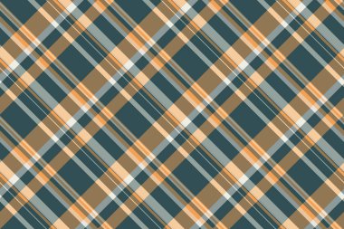 Buffalo tartan kontrolü kusursuz, gençlik vektör arkaplan kumaşı. Turuncu ve pastel renklerde ekose kumaş deseni.