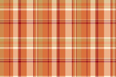 Ekran vektörü tekstil kumaşı, yeni desenli tartan ekose. Turuncu ve kırmızı renklerde tek denetimli kusursuz doku arkaplanı.