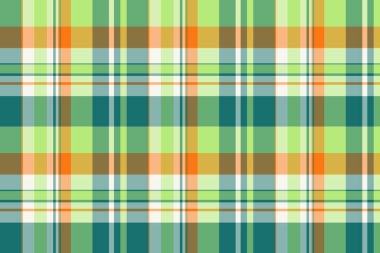 Kağıt doku kontrolü tekstil, poster kumaşı dikişsiz. Yeşil ve kehribar renklerinde renkli arkaplan tartan vektör deseni.
