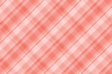 Dekore edilmiş tartan kontrolü, kostüm dokusu tekstil vektörü. Kırmızı ve açık renkli desenli ekose kumaş arkaplanı çiziliyor.