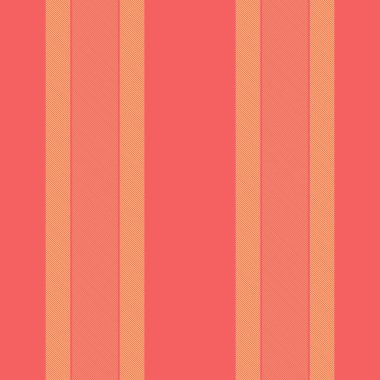 Guxurious tekstil vektör dokusu, çizgili kumaş şeridi. Kırmızı ve kehribar renklerinde arka plan dikey dikişsiz çizgiler çiziliyor.