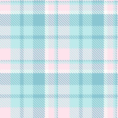 Çin 'in yeni yılı tekstil desenli, kusursuz, sakin, ekose bir tartan. Işık ve cyan renk paletinde indirimli vektör dokusu arkaplanı.
