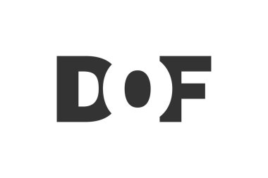 DOF logo tasarımı. Teknik girişimler, danışmanlık, kurumsal markalaşma için ilk harf D O F koyu yazı tipi. Yaratıcı şirket adı, manşetler tipografi kimliği, trend logotype.