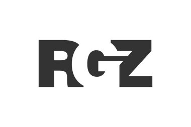 RGZ logo tasarımı. İlk harf R G Z kalın yazı tipi teknoloji girişimleri, danışmanlık, kurumsal markalaşma. Yaratıcı şirket adı, manşetler tipografi kimliği, trend logotype.