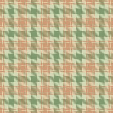 Kusursuz tekstil kontrolü, kumaş arkaplan tartanı. Işık ve turuncu renklerde çok kültürlü vektör ekoseli desen.