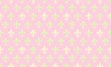 Zarif pastel pembe ve limon yeşili fleurdelis deseni. Kadınsı tasarımlar, düğün kırtasiyesi ya da sofistike klasik cazibe isteyen internet siteleri için mükemmel..
