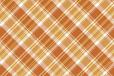 Kırsal ekoseli kumaş, modaya uygun tekstil dokusu. Glen vektör tartan kontrol arkaplanı turuncu ve açık renkli.