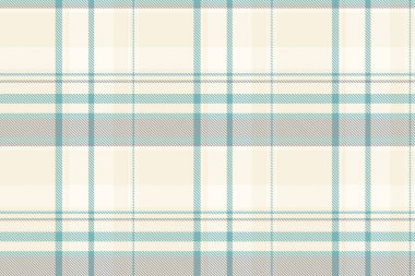 Güzel ekose kumaş deseni, kusursuz tekstil kontrolü. Bej ve fildişi renklerinde katlanmış kumaş arkaplan tartan vektörü.