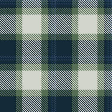 Uzun dikişsiz tartan tekstil, insan dokusu desen vektörü. Bebek ekose kumaş arka plan kontrolü koyu ve beyaz renklerde.