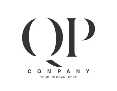 QP logo tasarımı. Başlangıç harfi q ve p serif yazı tipi. Yaratıcı klasik şirket adı tipografi. Moda logosu veya kimliği.