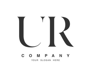 UR logo tasarımı. İlk harf u ve r serif yazı tipi. Yaratıcı klasik şirket adı tipografi. Moda logosu veya kimliği.
