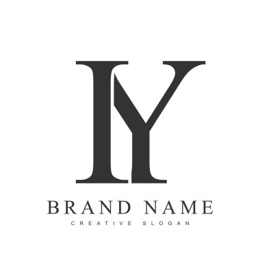Moda logoti şablonu. İlk harf i ve y klasik yazı tipi. Şirket adı veya kimliği için yaratıcı logo.
